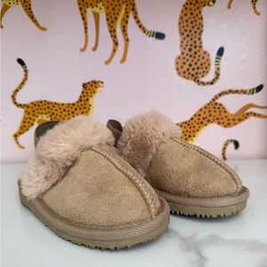 Fur-Lined Suede Slippers